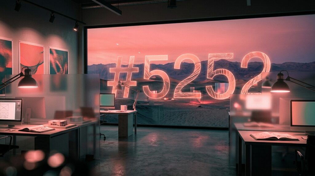 With an emphasis on #525266 colour hex values, generate simplified photographic sci-fi landscapes with depth, geometric shapes, with surreal lighting effects, subtle experimental typography set to #FF6666 hex value, a dream aesthetic that reflects a studio's innovative approach to digital design.